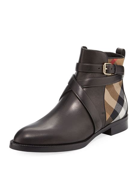 burberry vaughn black|Burberry Vaughan Flat Check/Leather Ankle Boot .